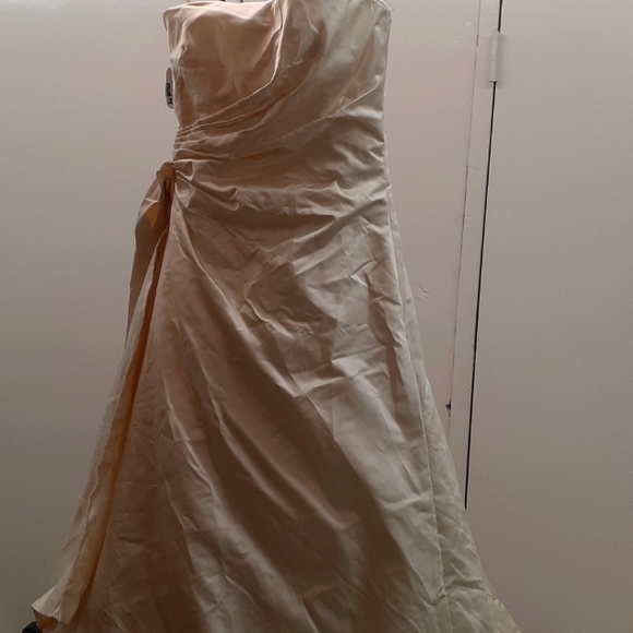 Vera Wang Dutchesse Wedding Wrap Dress SZ 8 Ivory Silk strapless Ball gown Sash - Picture 6 of 16